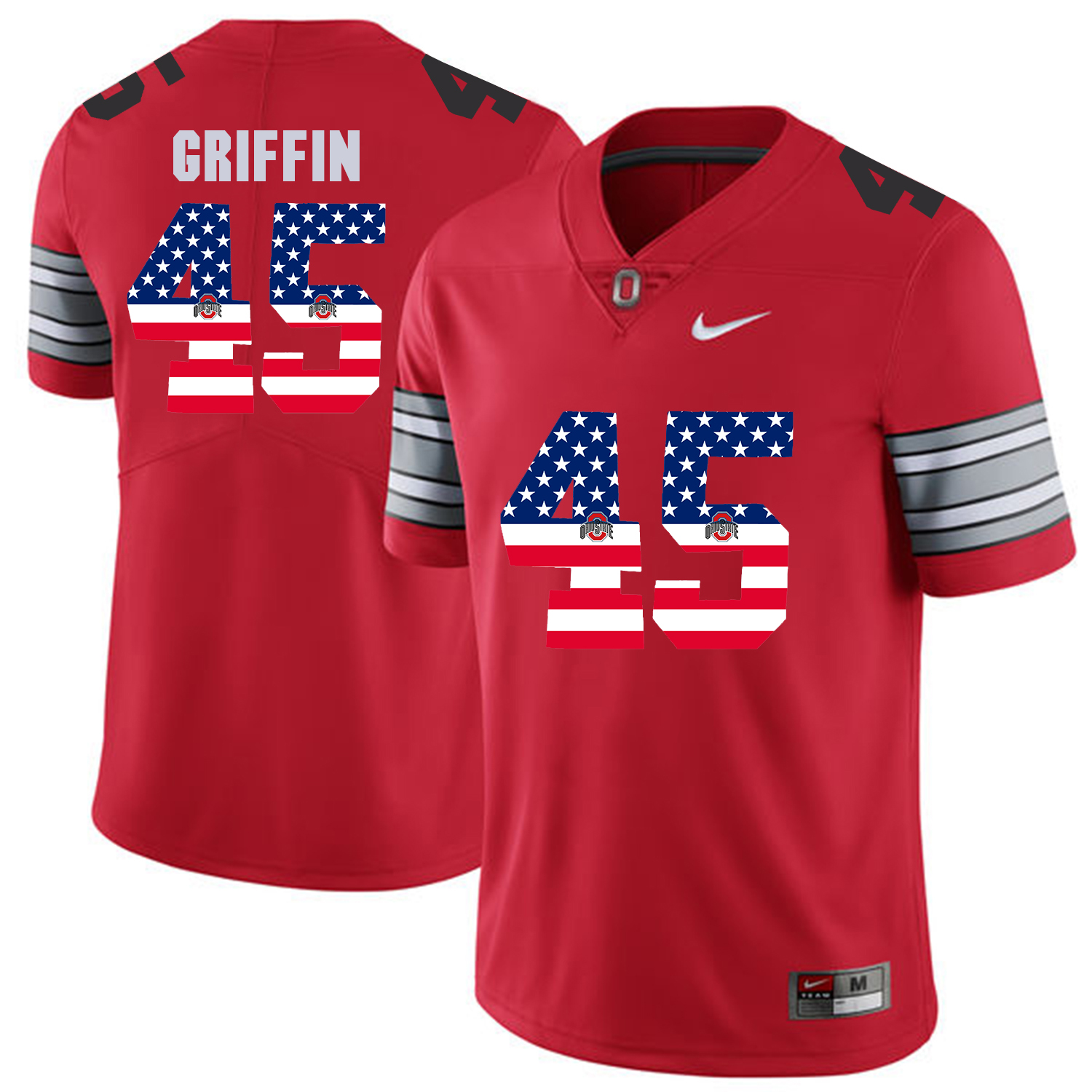 Men Ohio State #45 Griffin Red Flag Customized NCAA Jerseys->customized ncaa jersey->Custom Jersey